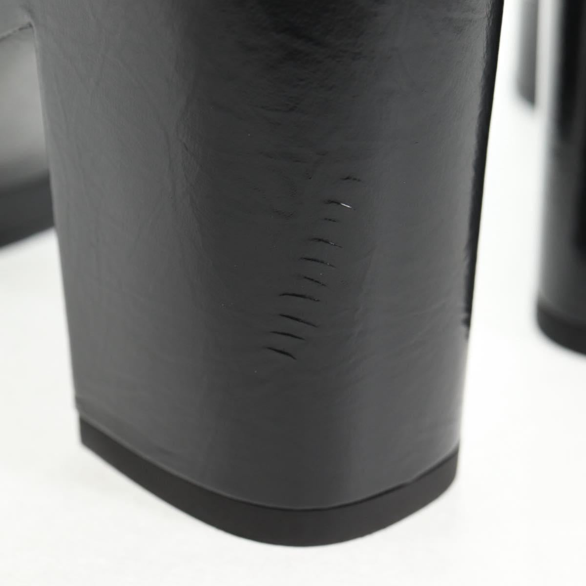 CHANEL Matelasse Heel Sandals Leather Blue CC Auth 139286M