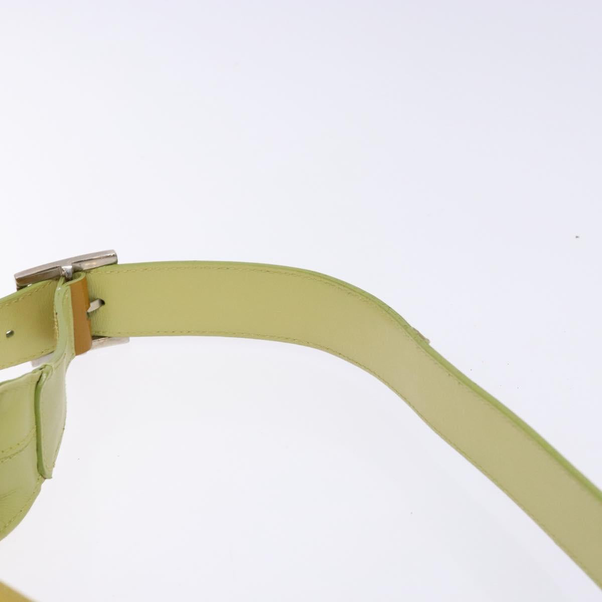 Salvatore Ferragamo Gancini Bag Patent leather Yellow Silver Auth 139287