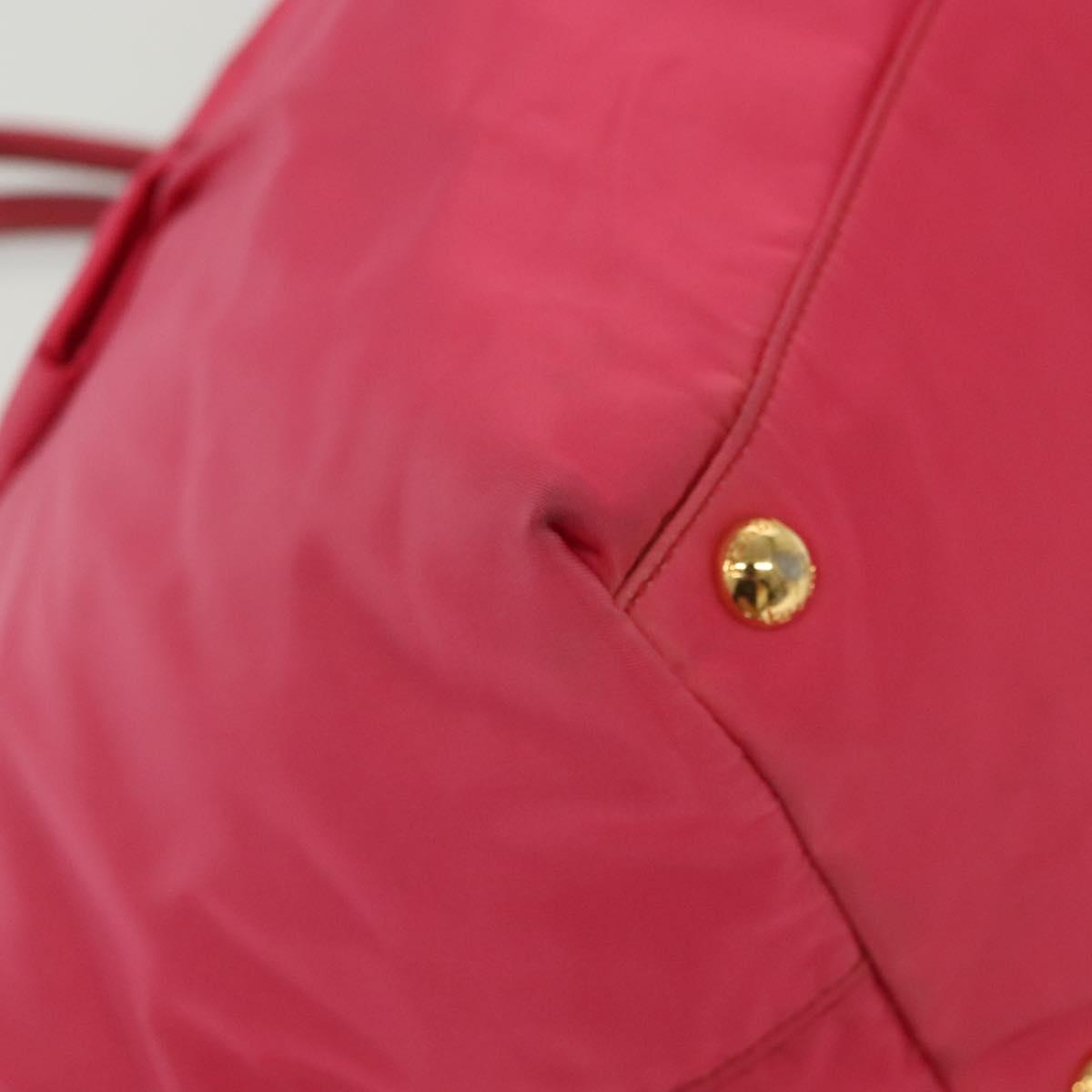 PRADA Hand Bag Nylon Pink Gold Auth 139304