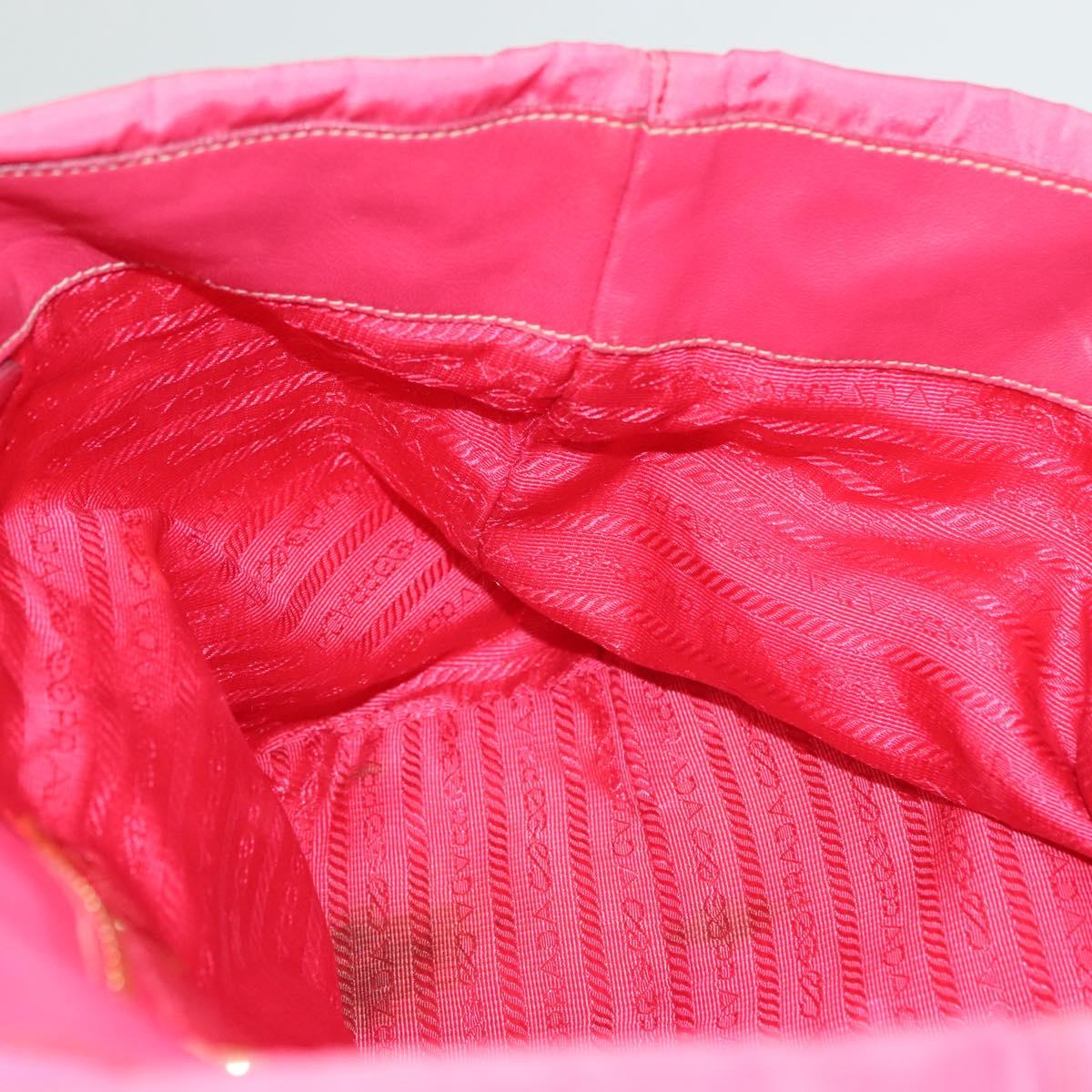 PRADA Hand Bag Nylon Pink Gold Auth 139304