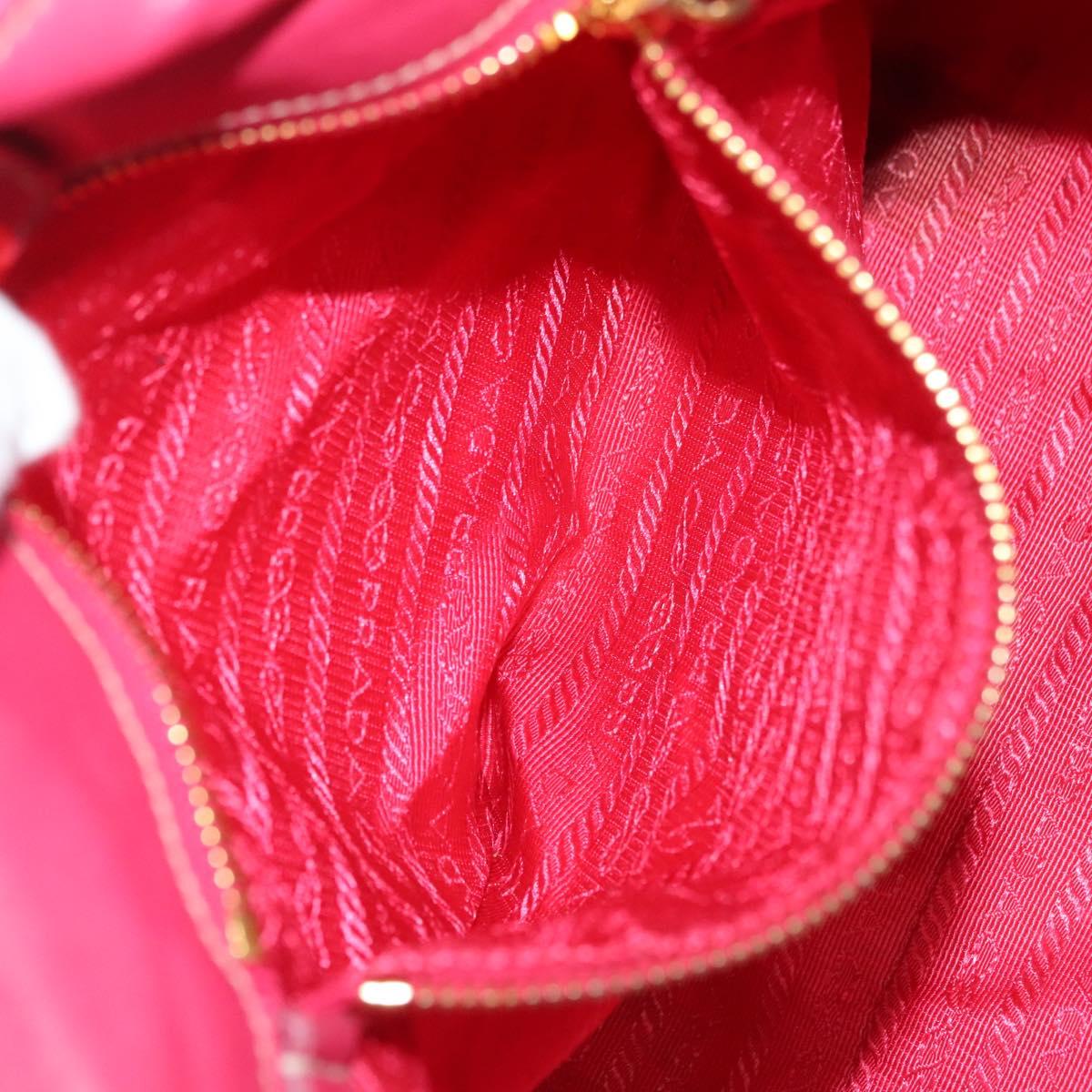 PRADA Hand Bag Nylon Pink Gold Auth 139304