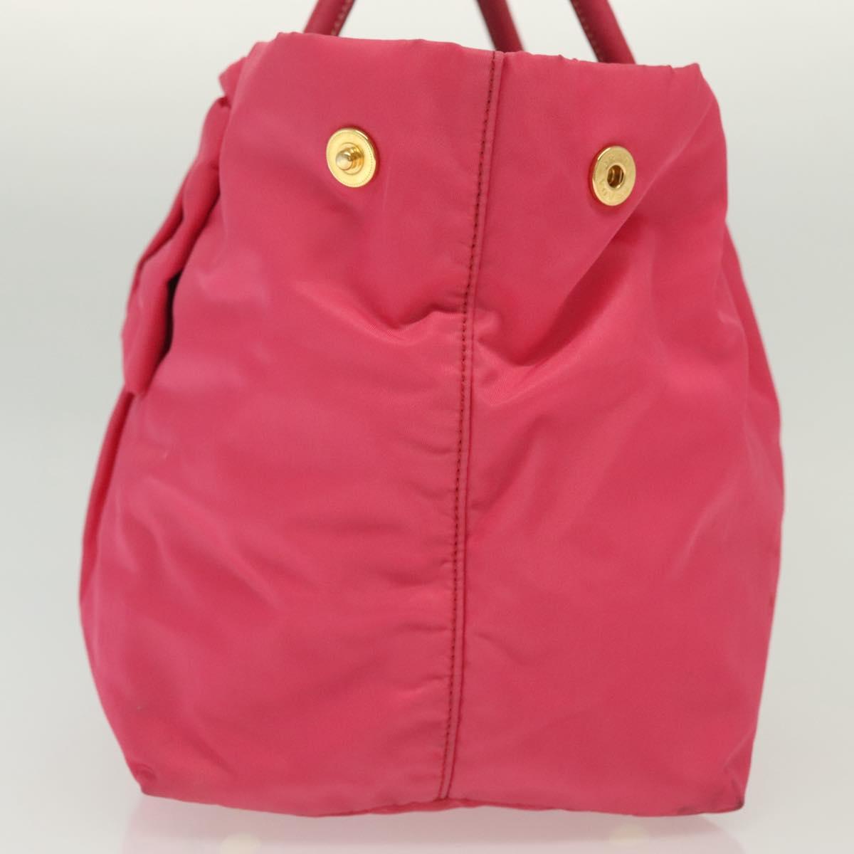 PRADA Hand Bag Nylon Pink Gold Auth 139304