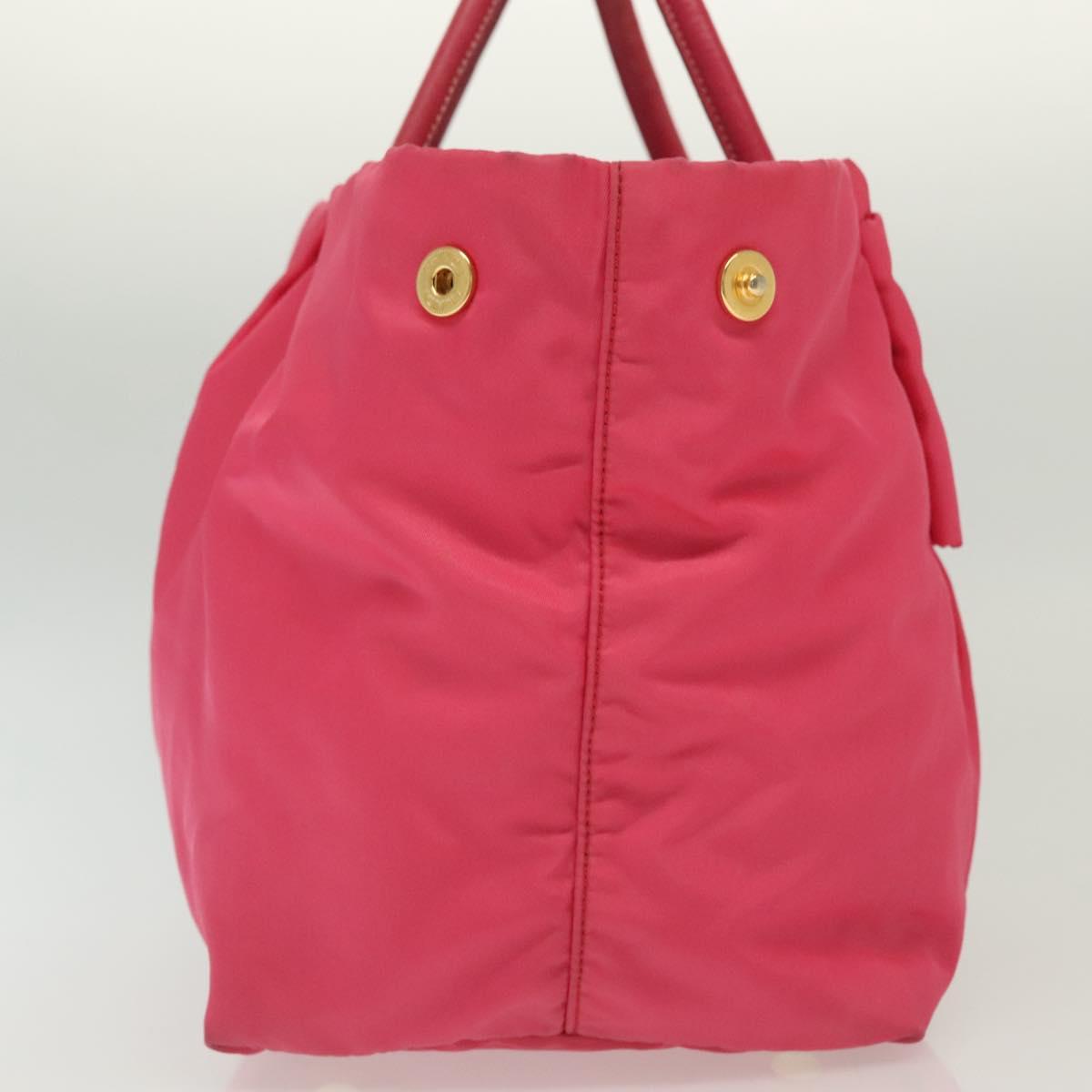 PRADA Hand Bag Nylon Pink Gold Auth 139304