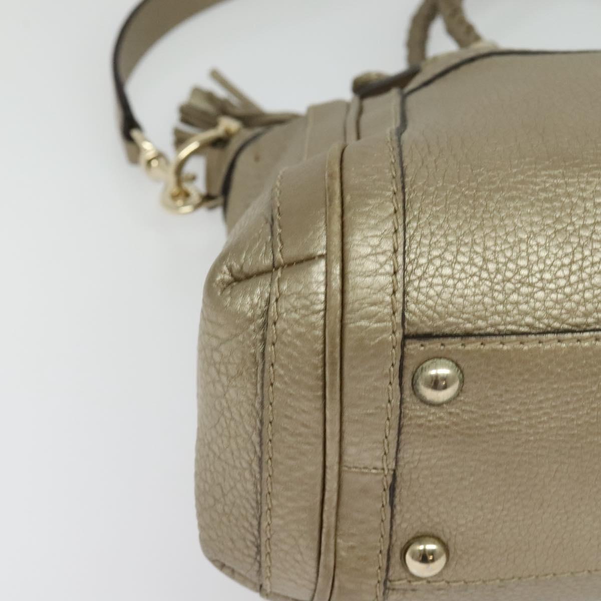GUCCI Bamboo Tote Bag Leather 2way Gold 282300 Auth 139306