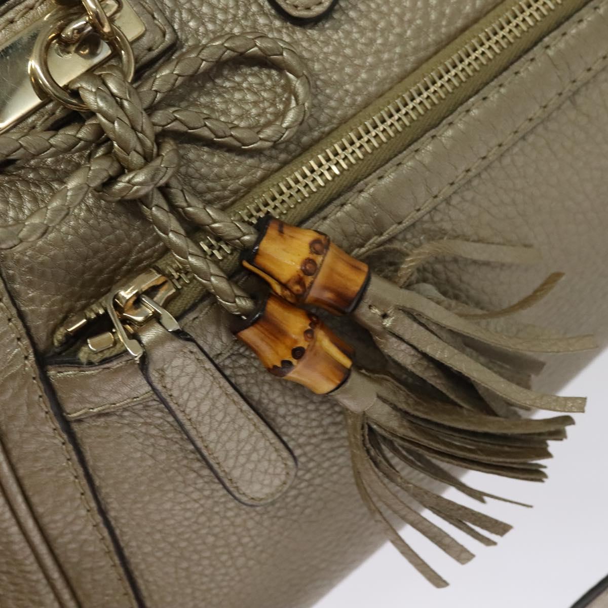 GUCCI Bamboo Tote Bag Leather 2way Gold 282300 Auth 139306
