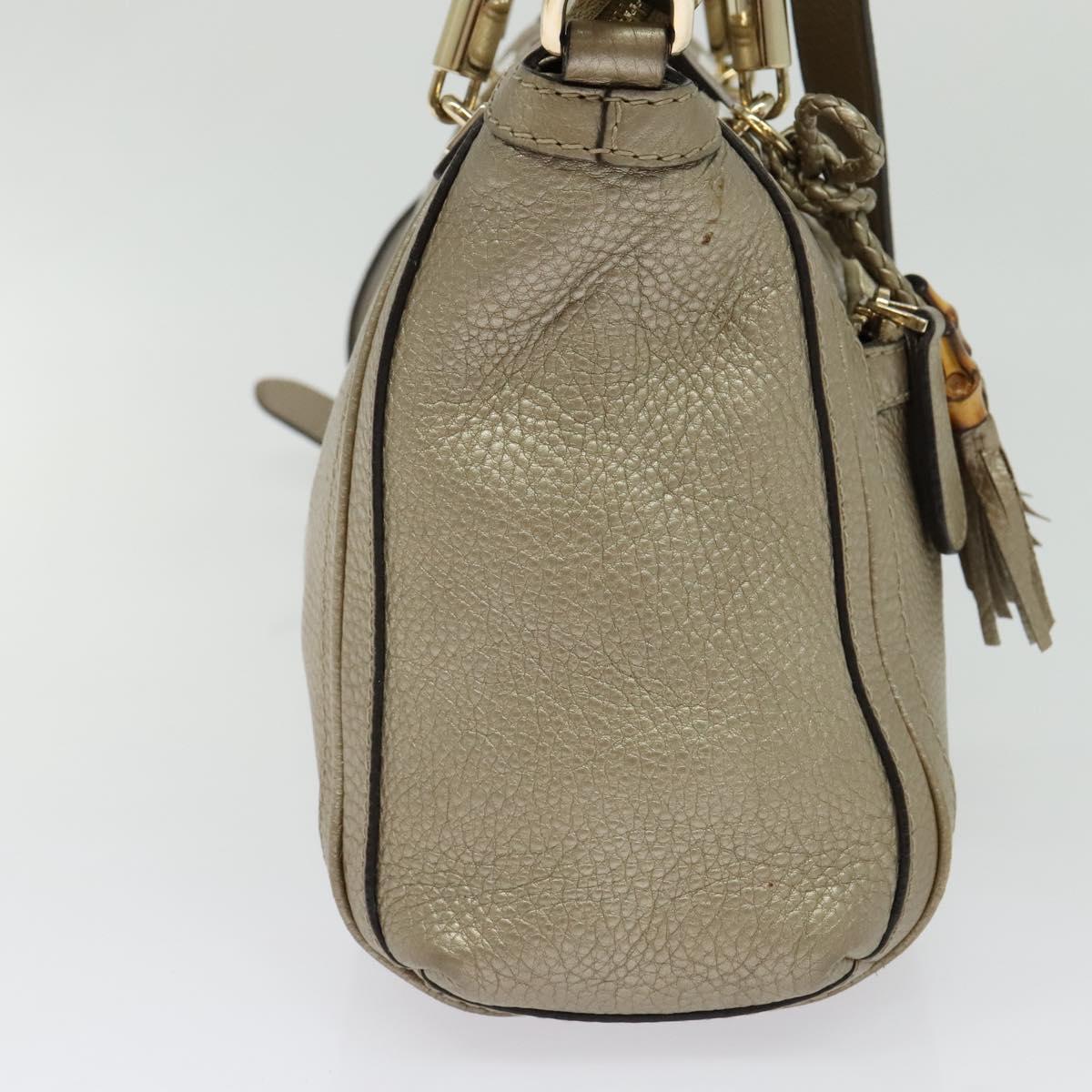 GUCCI Bamboo Tote Bag Leather 2way Gold 282300 Auth 139306