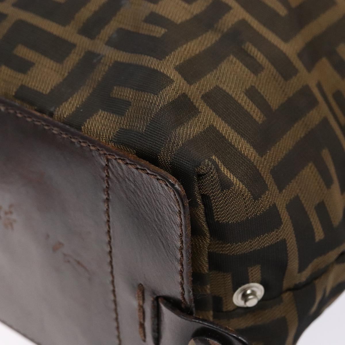 FENDI Zucca Canvas Hand Bag Black Brown Auth 139308