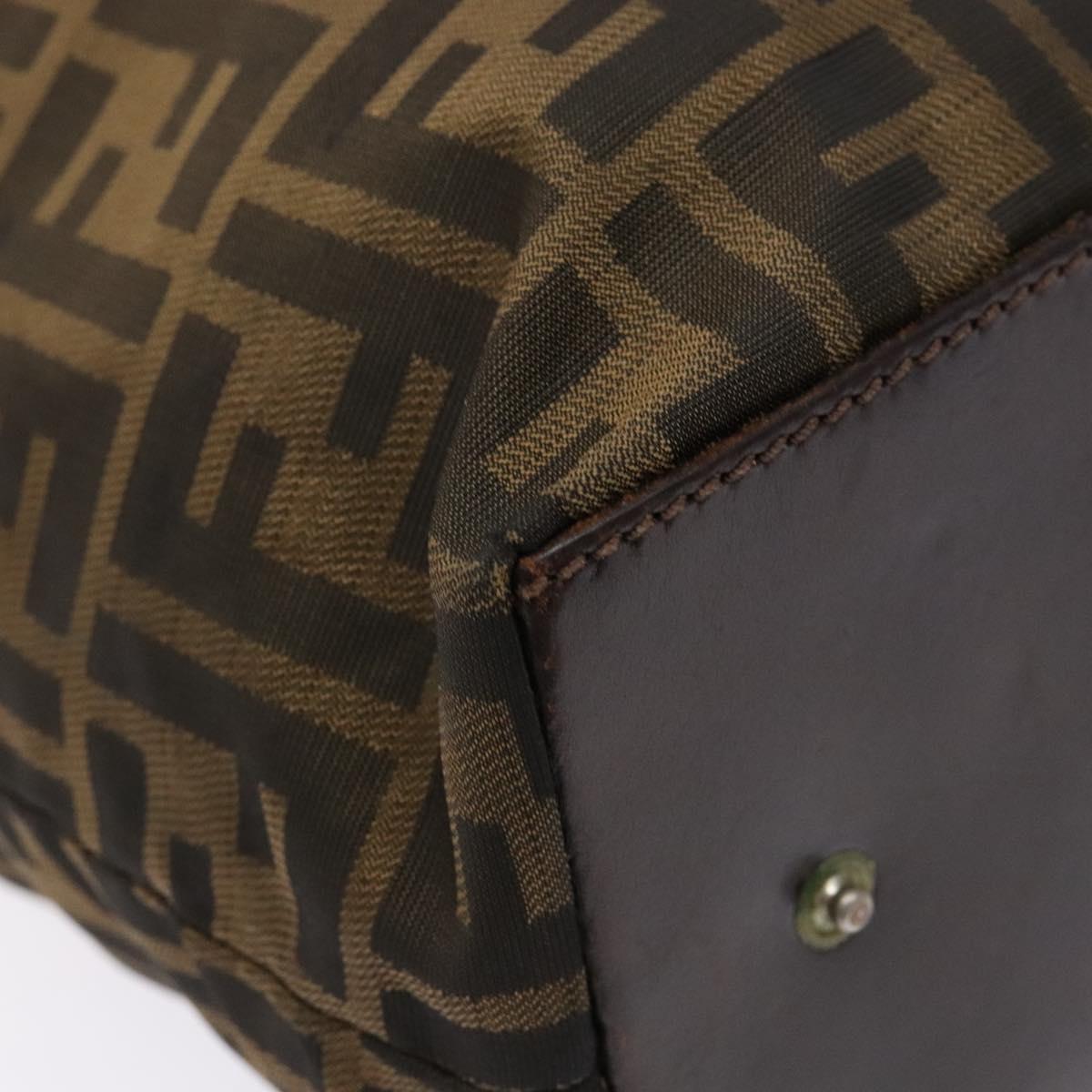 FENDI Zucca Canvas Hand Bag Black Brown Auth 139308