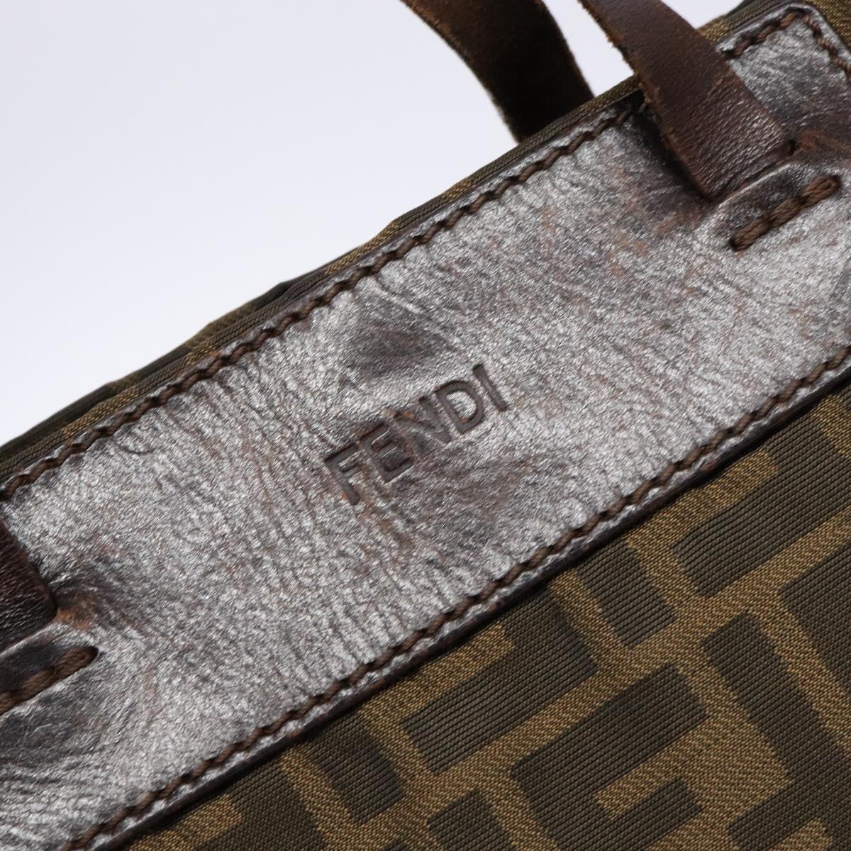 FENDI Zucca Canvas Hand Bag Black Brown Auth 139308