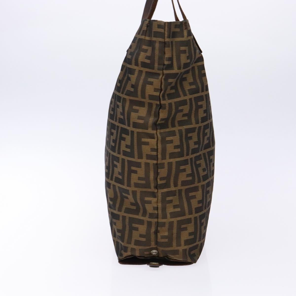 FENDI Zucca Canvas Hand Bag Black Brown Auth 139308