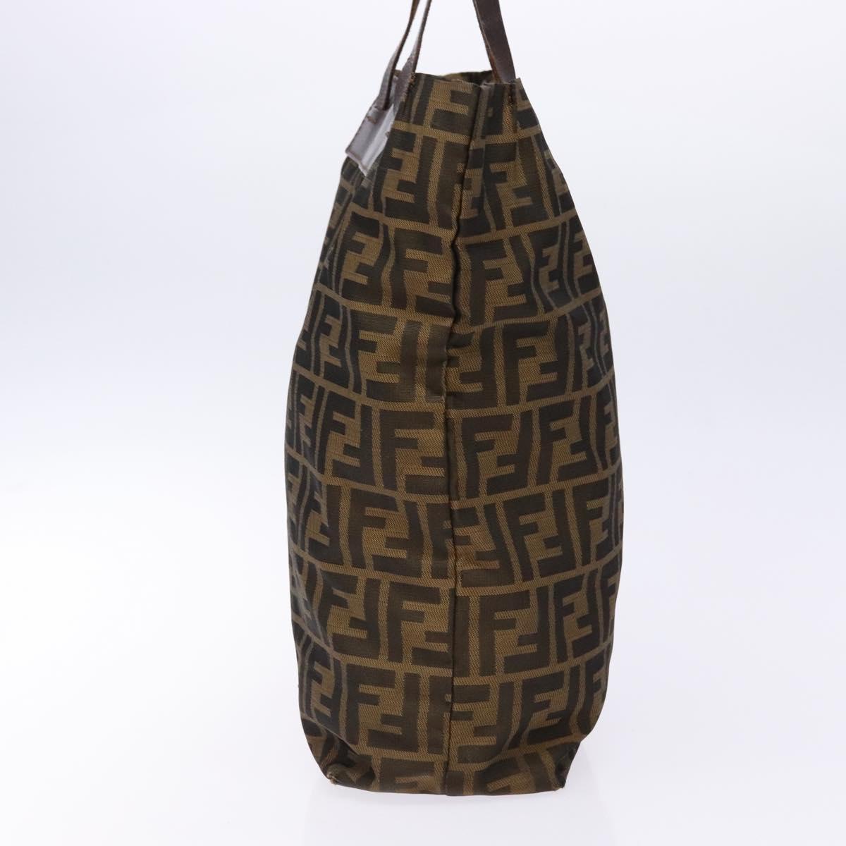 FENDI Zucca Canvas Hand Bag Black Brown Auth 139308