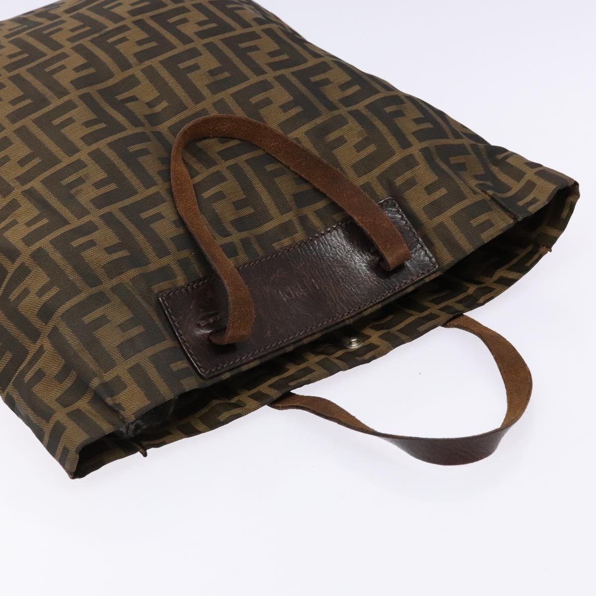 FENDI Zucca Canvas Hand Bag Black Brown Auth 139308