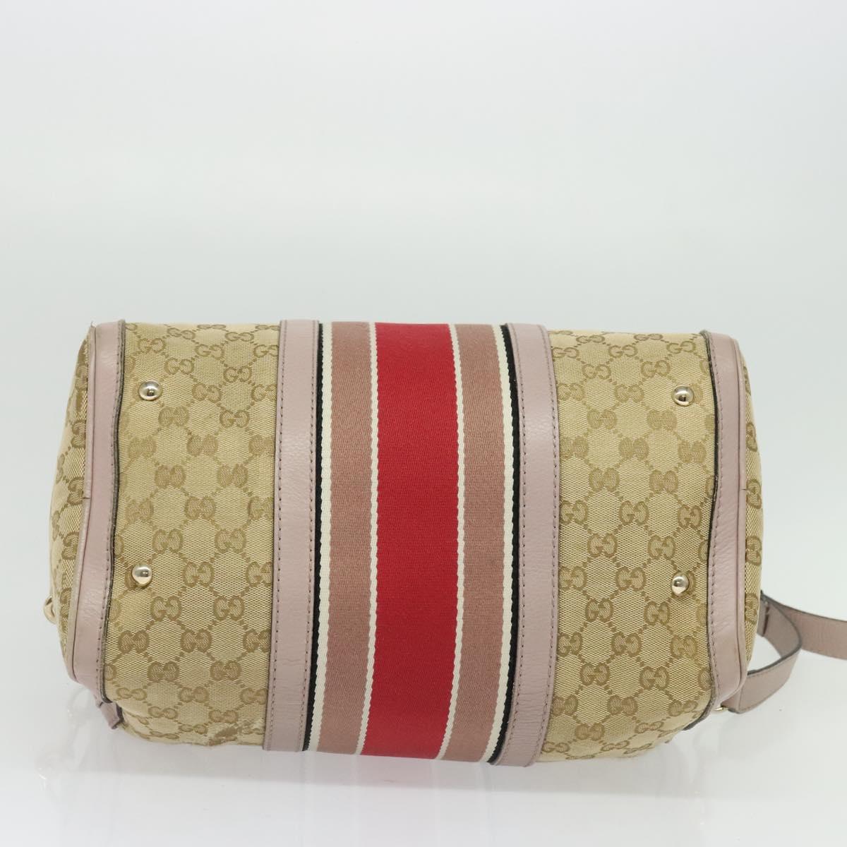 GUCCI GG Canvas Sherry Line Hand Bag 2way Beige Gold 247205 Auth 139336