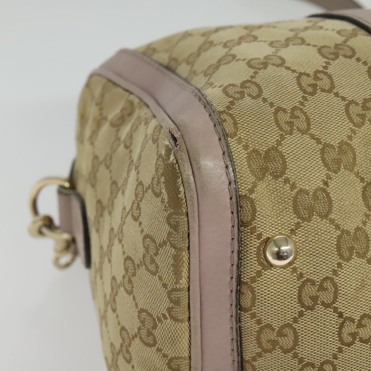 GUCCI GG Canvas Sherry Line Hand Bag 2way Beige Gold 247205 Auth 139336