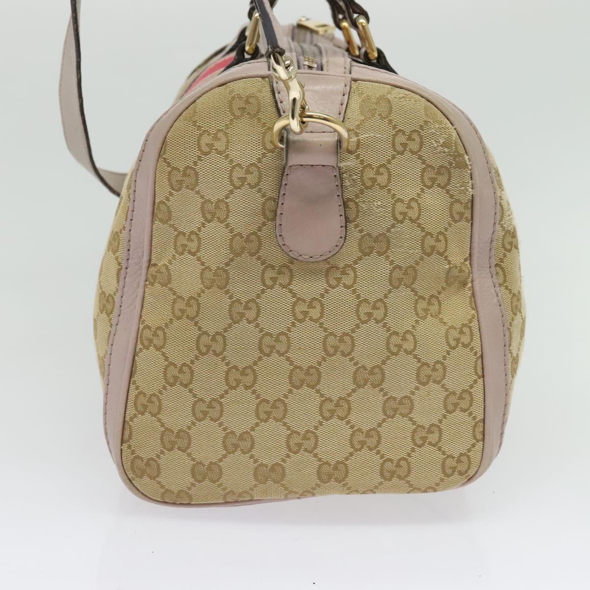 GUCCI GG Canvas Sherry Line Hand Bag 2way Beige Gold 247205 Auth 139336