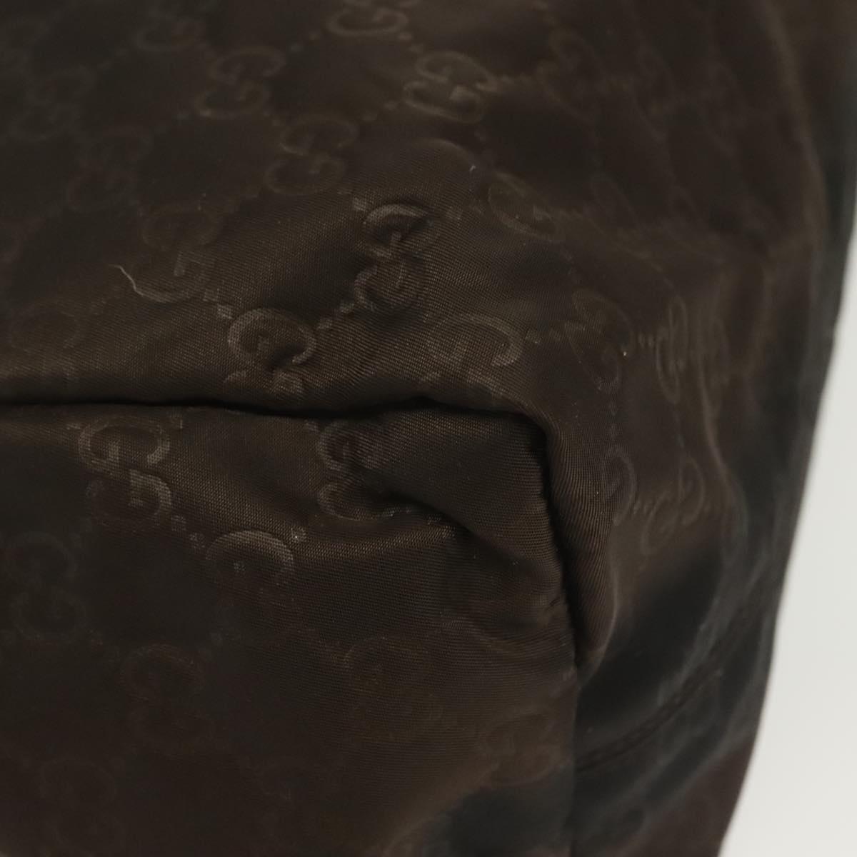 GUCCI GG Canvas Tote Bag Nylon Brown 282439 Auth 139337