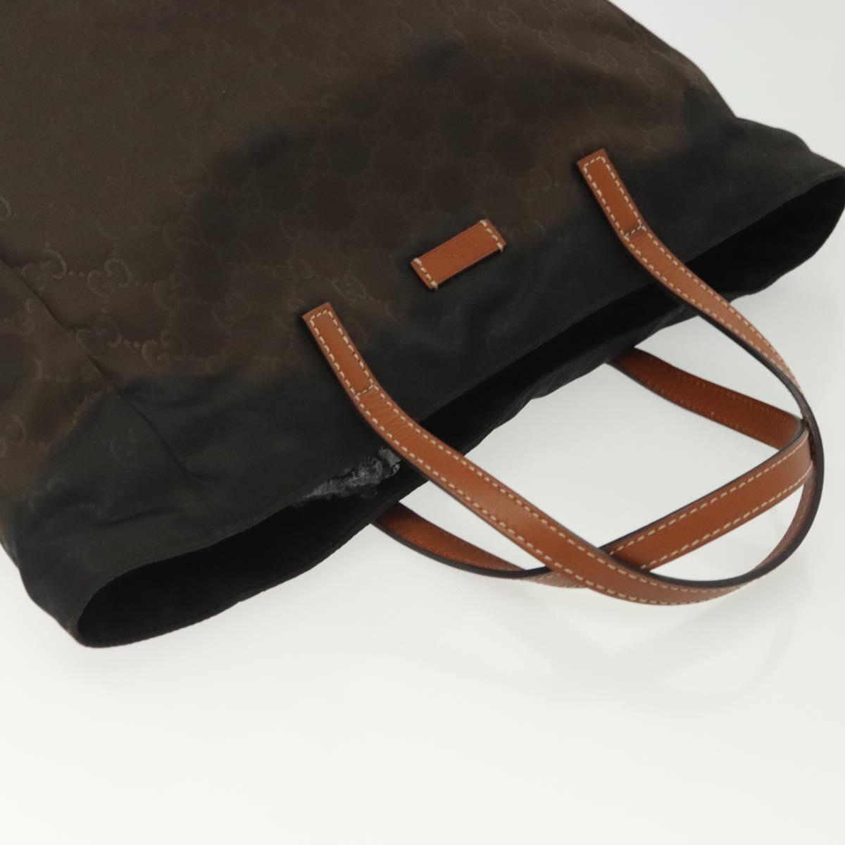 GUCCI GG Canvas Tote Bag Nylon Brown 282439 Auth 139337
