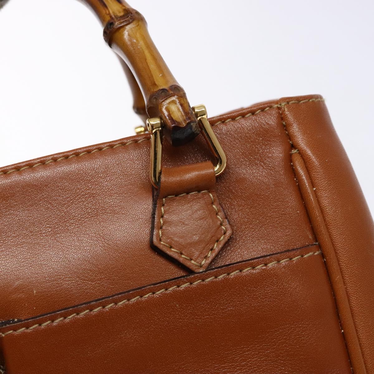GUCCI Bamboo Hand Bag Leather Brown Gold 000 123 0316 Auth 139339