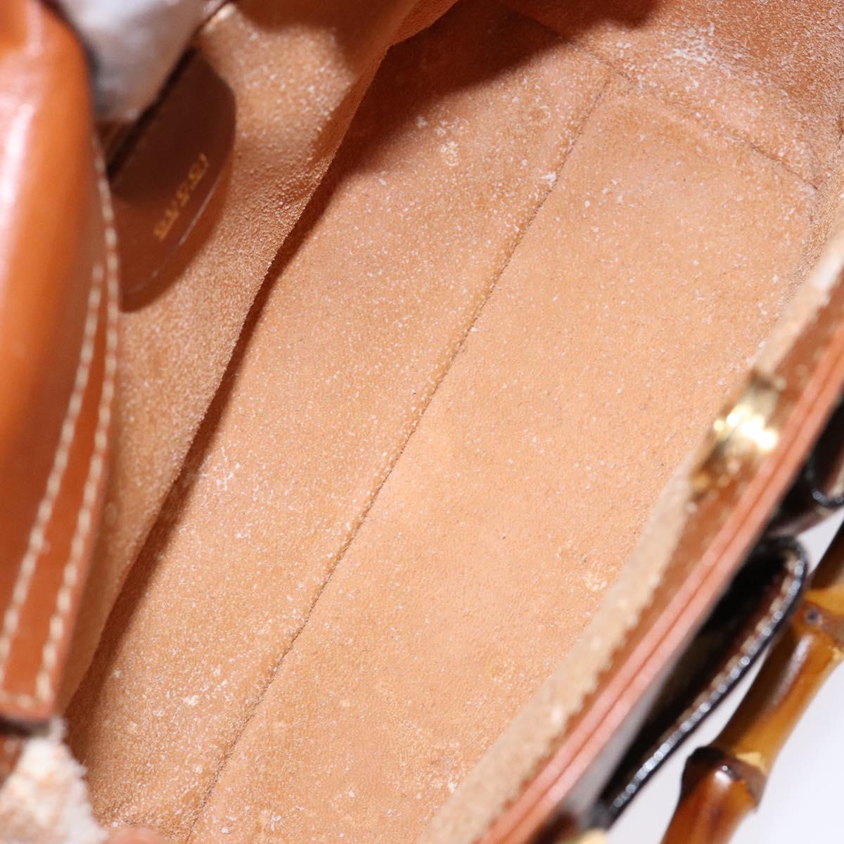 GUCCI Bamboo Hand Bag Leather Brown Gold 000 123 0316 Auth 139339