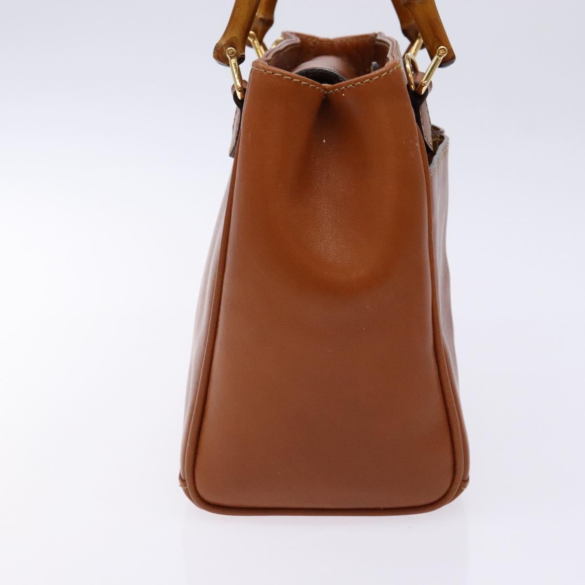 GUCCI Bamboo Hand Bag Leather Brown Gold 000 123 0316 Auth 139339