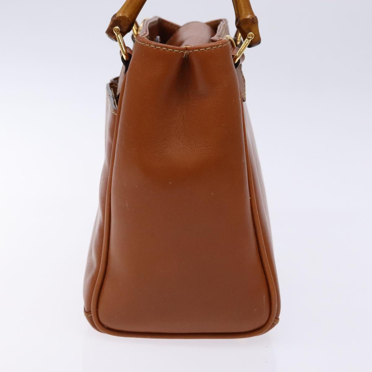 GUCCI Bamboo Hand Bag Leather Brown Gold 000 123 0316 Auth 139339