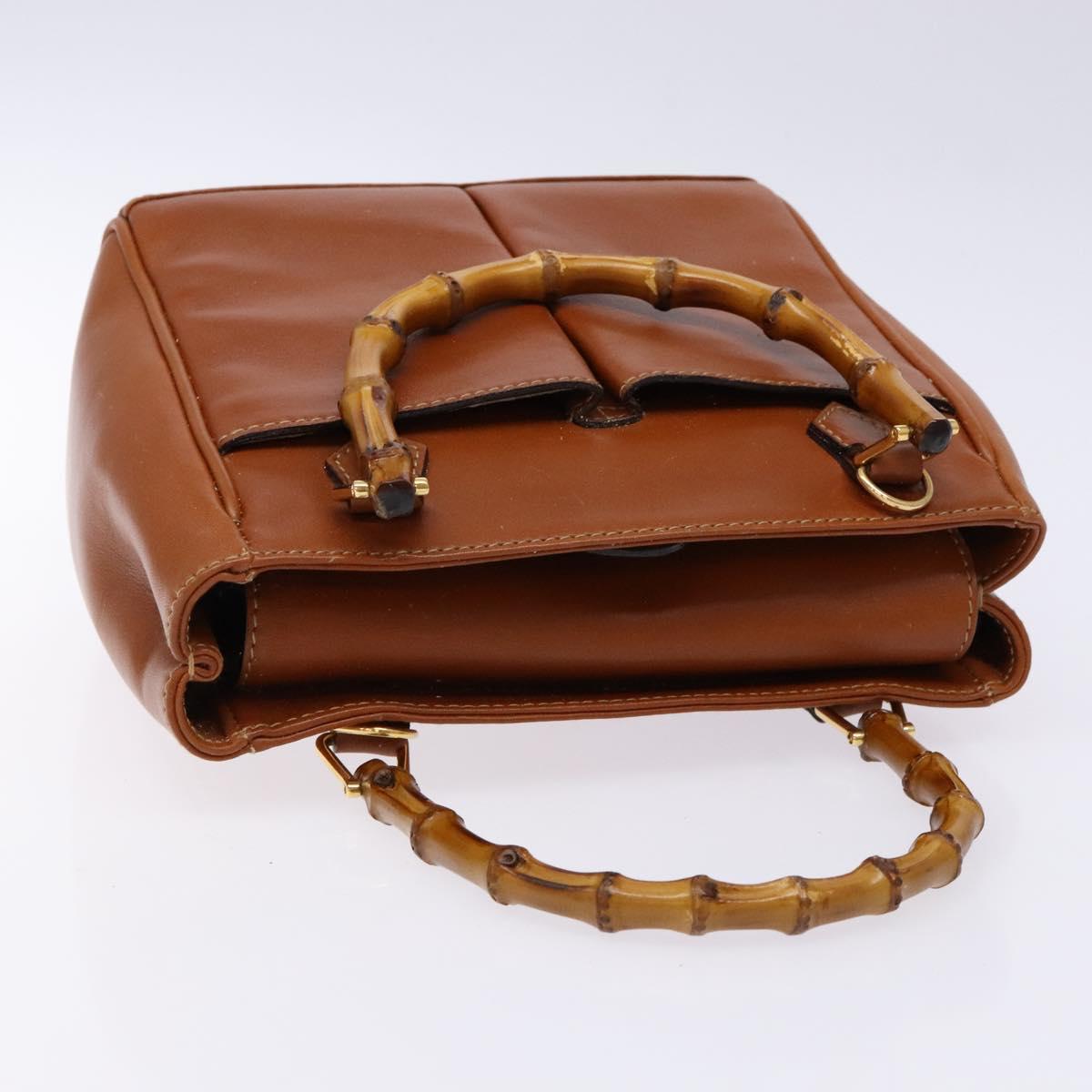 GUCCI Bamboo Hand Bag Leather Brown Gold 000 123 0316 Auth 139339