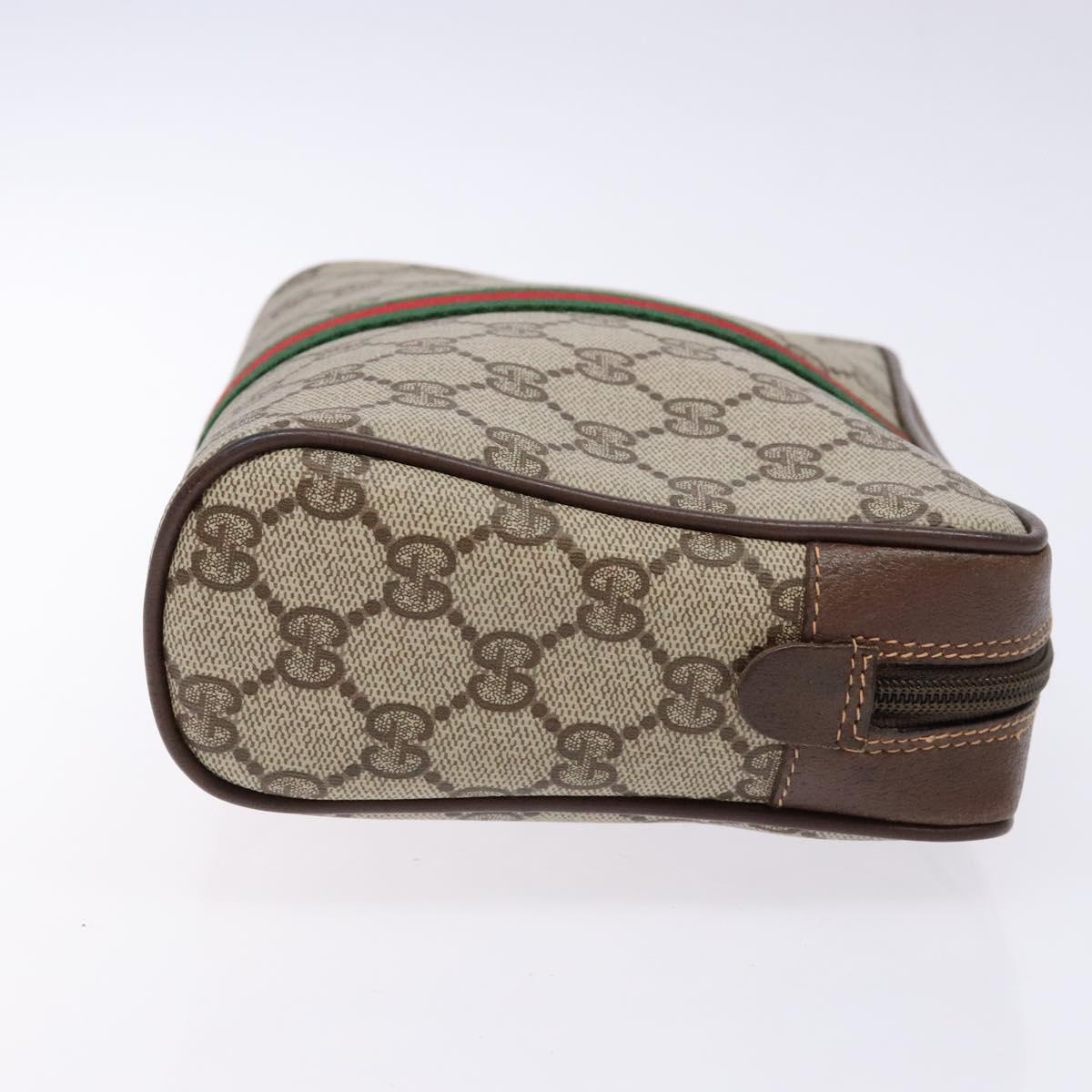 GUCCI GG Supreme Web Sherry Line Clutch Bag PVC Beige 156 01 012 Auth 139363