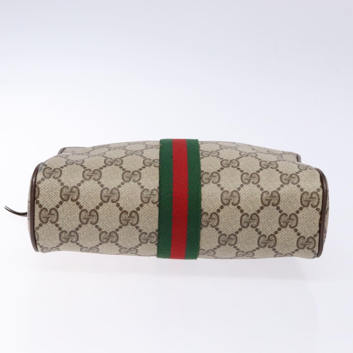 GUCCI GG Supreme Web Sherry Line Clutch Bag PVC Beige 156 01 012 Auth 139363
