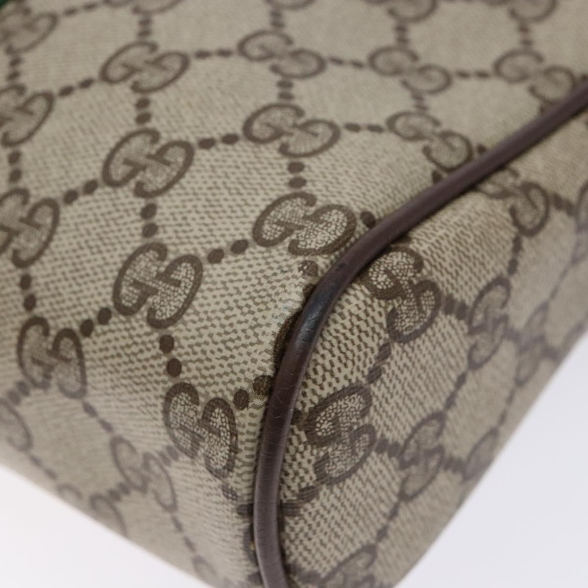 GUCCI GG Supreme Web Sherry Line Clutch Bag PVC Beige 156 01 012 Auth 139363