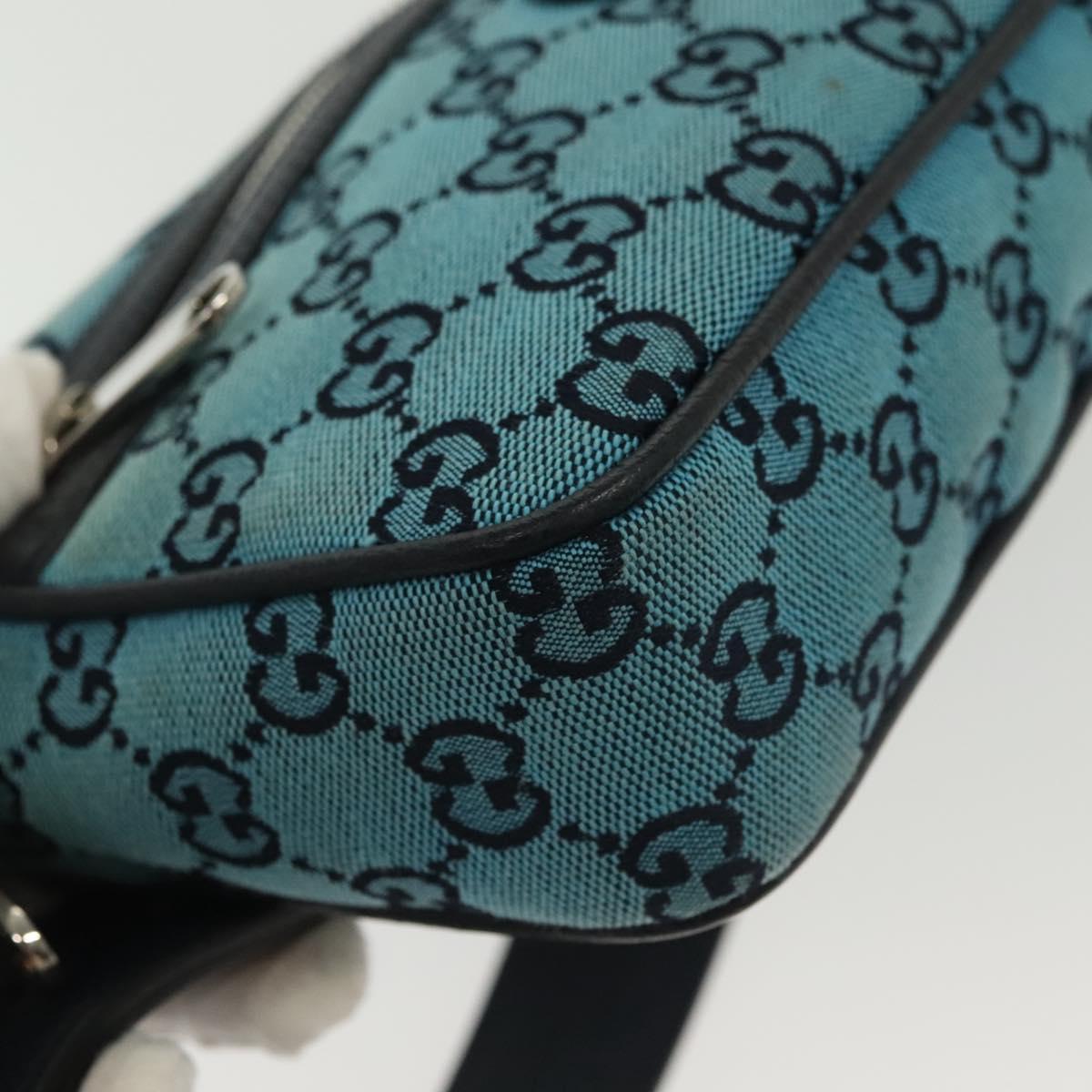 GUCCI GG Canvas Waist Bag Blue Silver 658657 Auth 139364