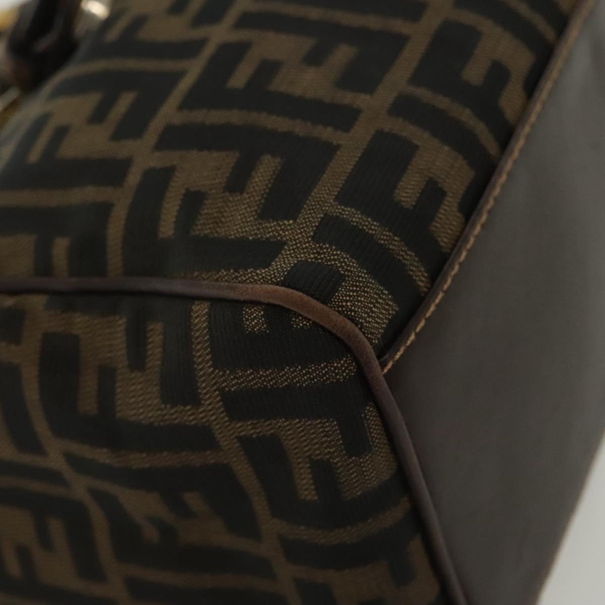 FENDI Zucca Canvas Shoulder Bag Black Brown Auth 139367