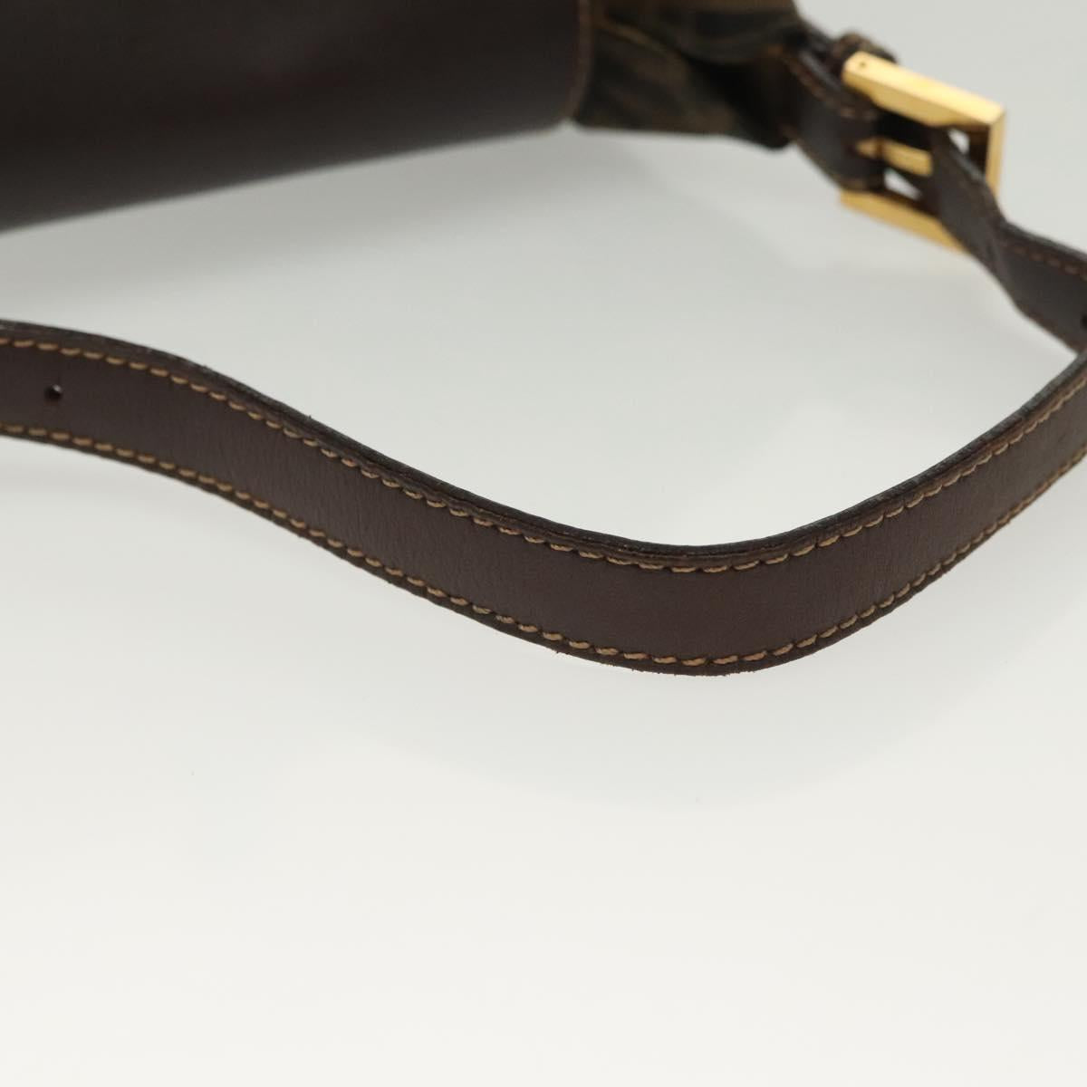 FENDI Zucca Canvas Shoulder Bag Black Brown Auth 139367