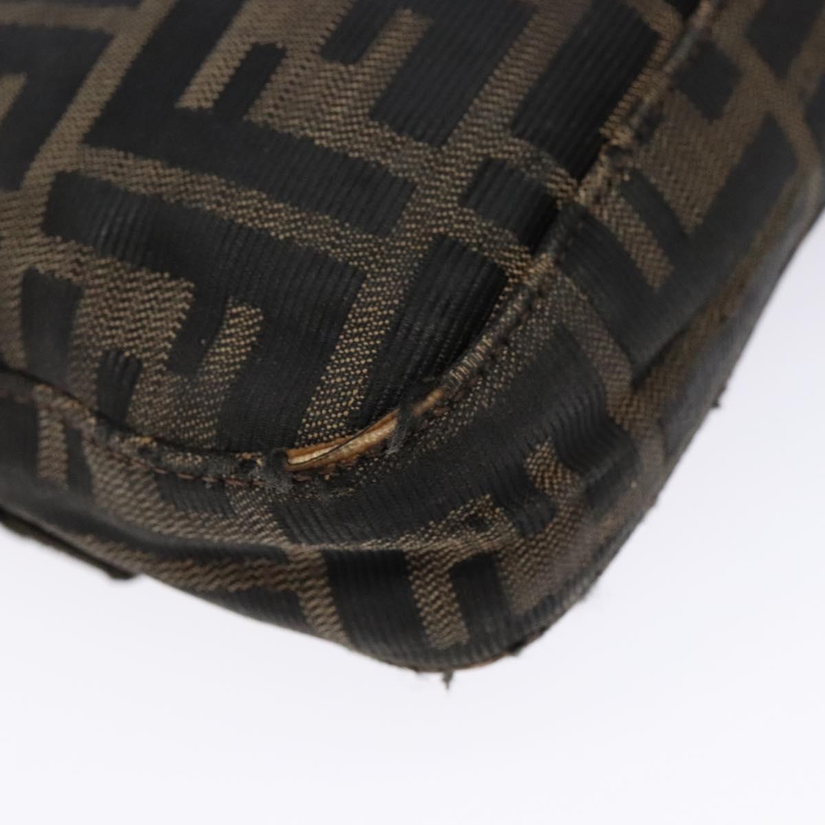FENDI Zucca Canvas Mamma Baguette Shoulder Bag Black Brown Auth 139369