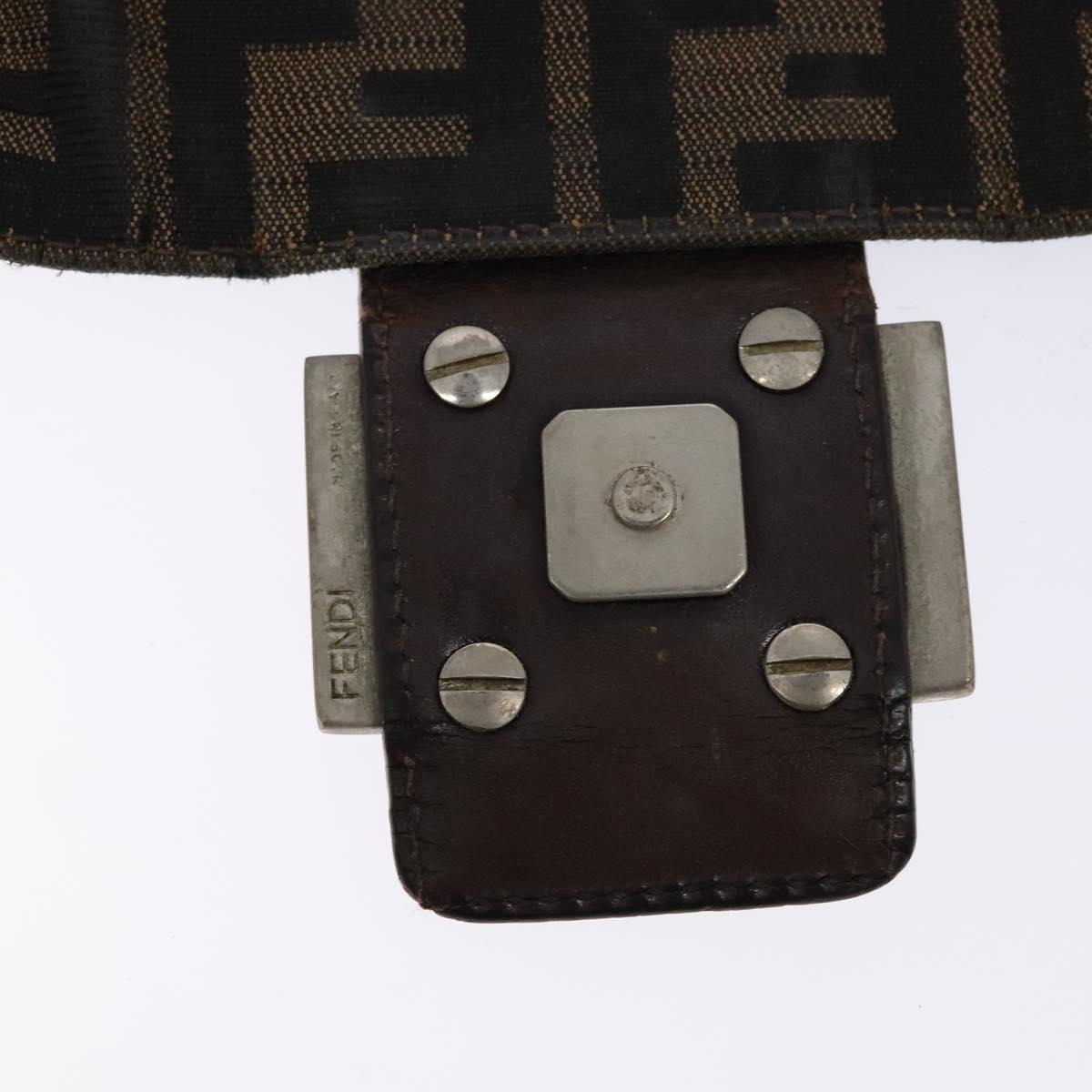 FENDI Zucca Canvas Mamma Baguette Shoulder Bag Black Brown Auth 139369