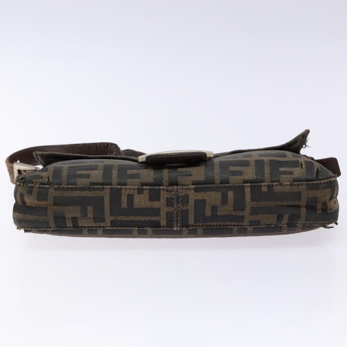 FENDI Zucca Canvas Mamma Baguette Shoulder Bag Black Brown Auth 139369