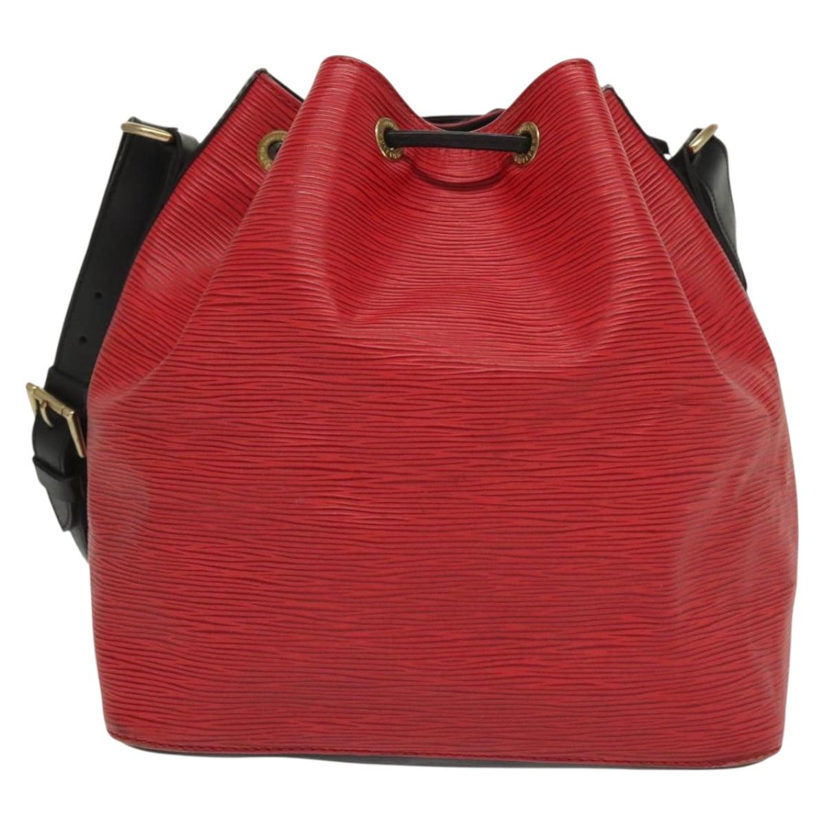 LOUIS VUITTON Epi Petit Noe Shoulder Bag Bicolor Black Red M44017 LV Auth 139399