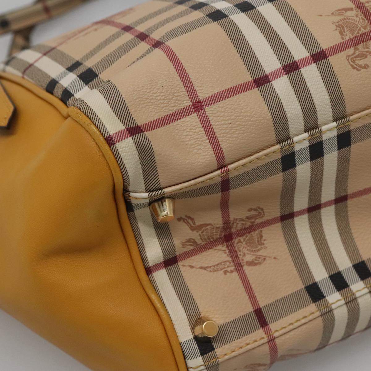 BURBERRY Nova Check Tote Bag PVC Beige Gold Auth 139408