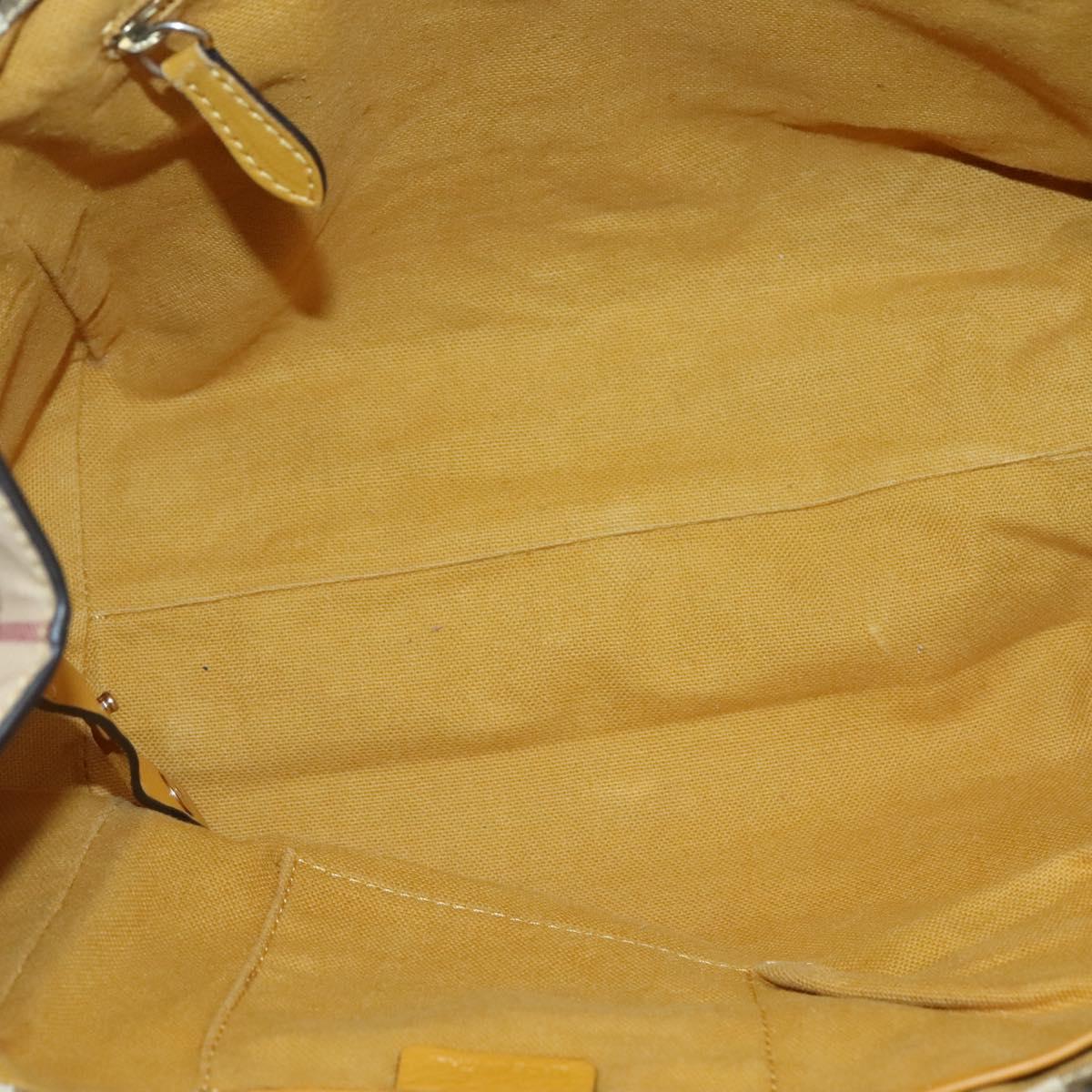 BURBERRY Nova Check Tote Bag PVC Beige Gold Auth 139408