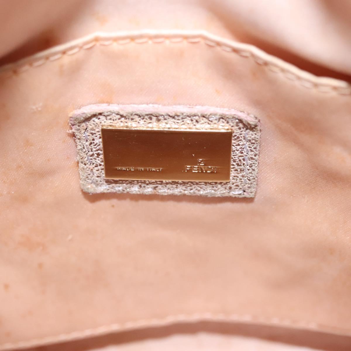 FENDI Zucchino Canvas Hand Bag Silver Gold Auth 139411