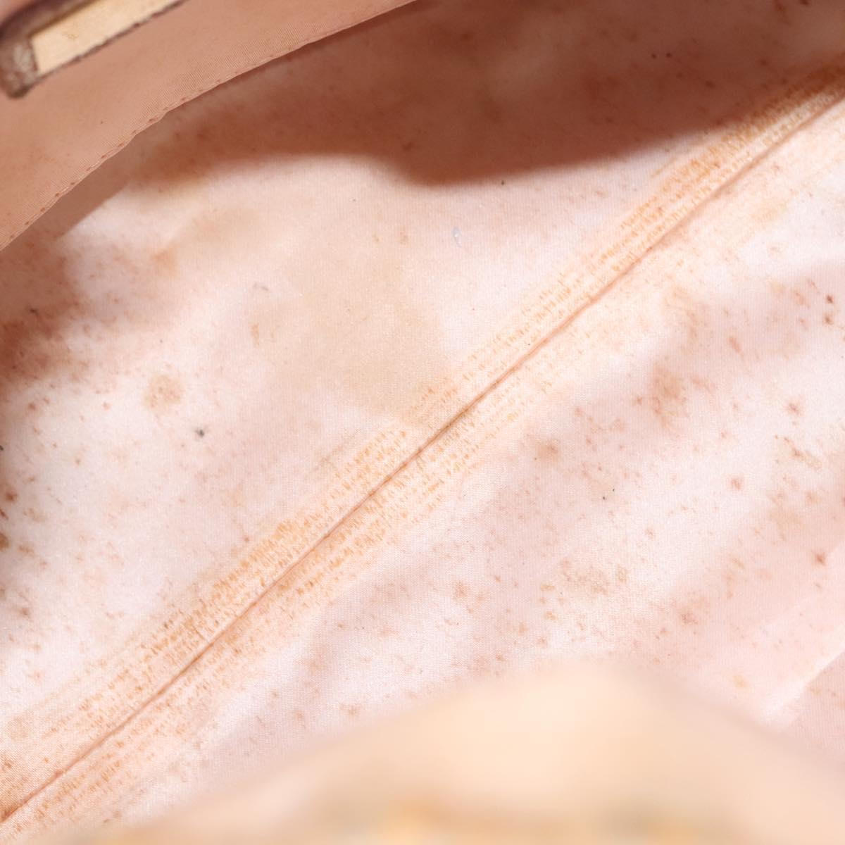 FENDI Zucchino Canvas Hand Bag Silver Gold Auth 139411