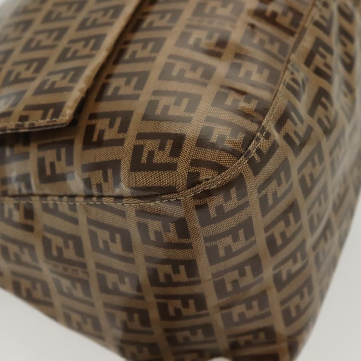 FENDI Zucchino Canvas Mamma Baguette Bag Coated Canvas Black Brown Auth 139412