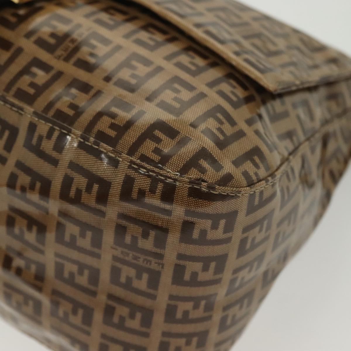 FENDI Zucchino Canvas Mamma Baguette Bag Coated Canvas Black Brown Auth 139412