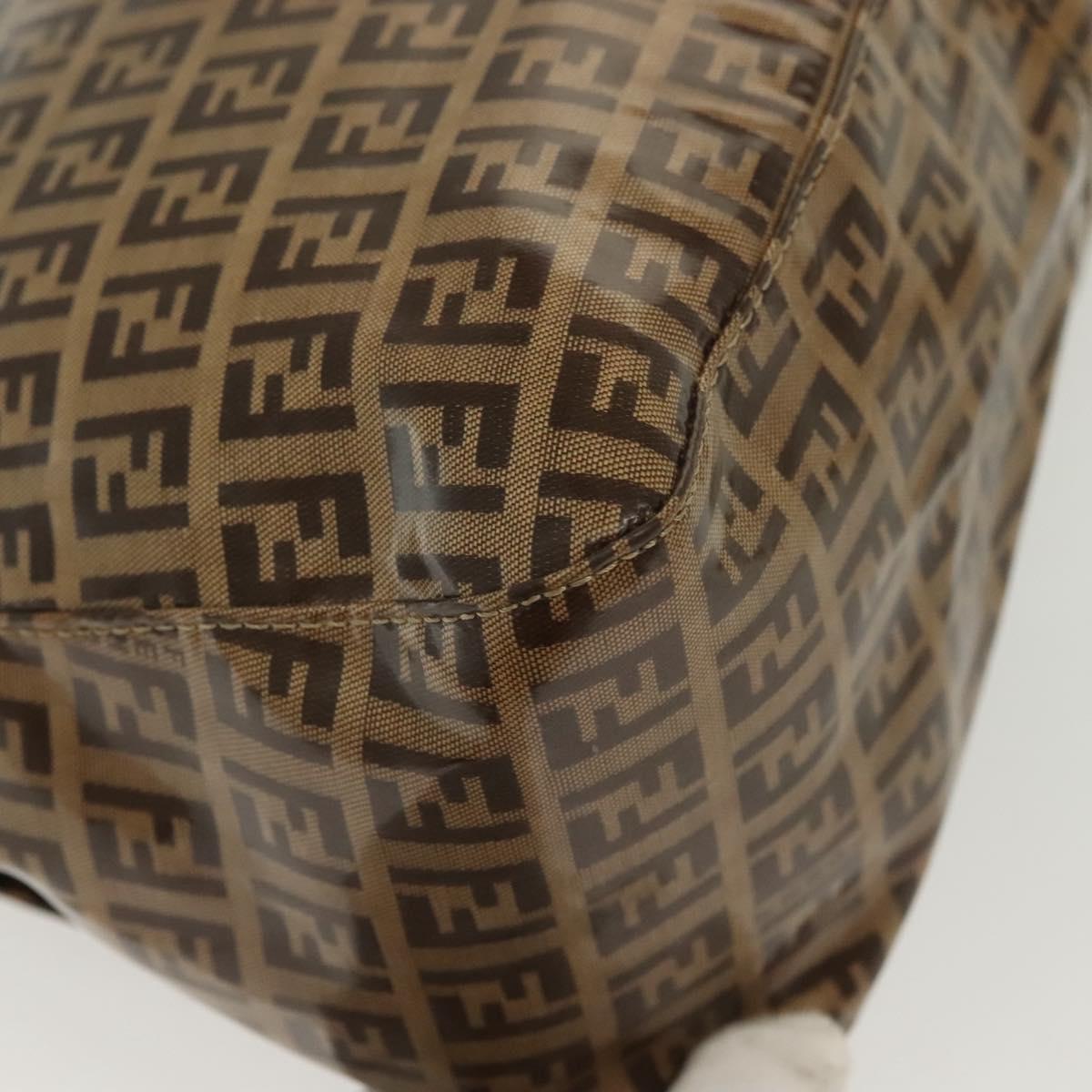 FENDI Zucchino Canvas Mamma Baguette Bag Coated Canvas Black Brown Auth 139412