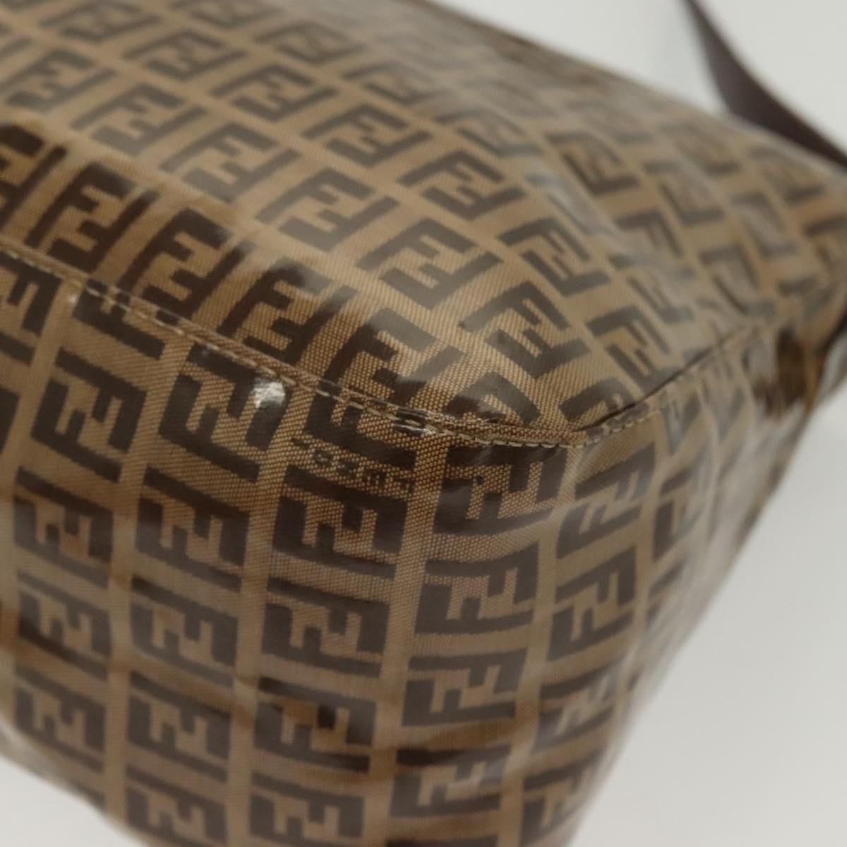 FENDI Zucchino Canvas Mamma Baguette Bag Coated Canvas Black Brown Auth 139412