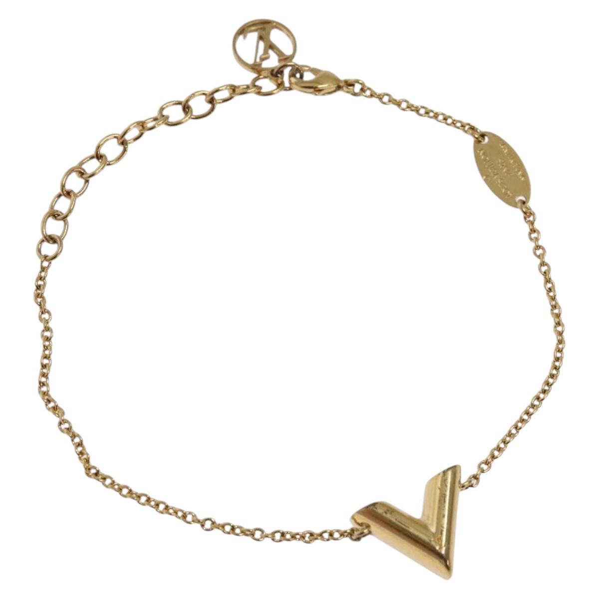 LOUIS VUITTON Essential V Bracelet Gold M61084 LV Auth 139434