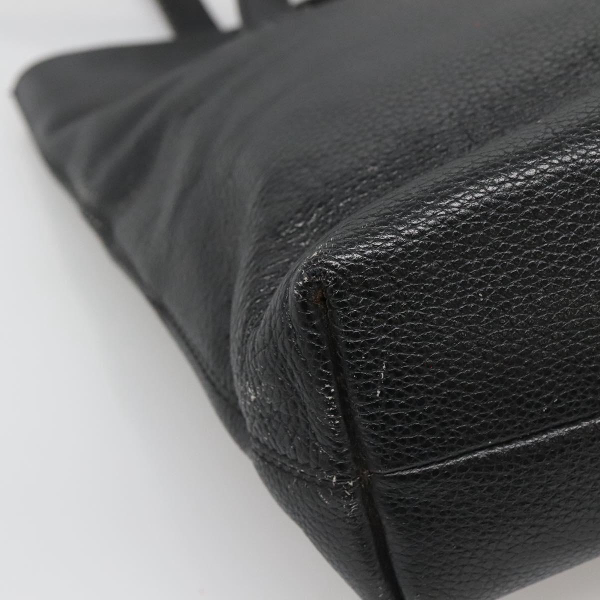CELINE Shoulder Bag Leather Black Silver Auth 139444