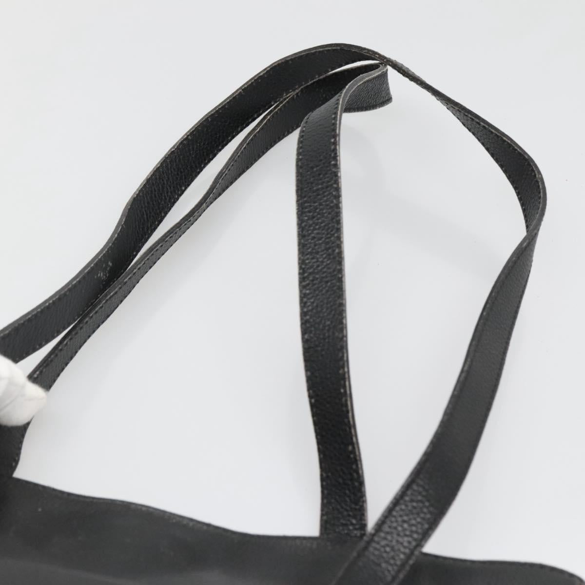 CELINE Shoulder Bag Leather Black Silver Auth 139444