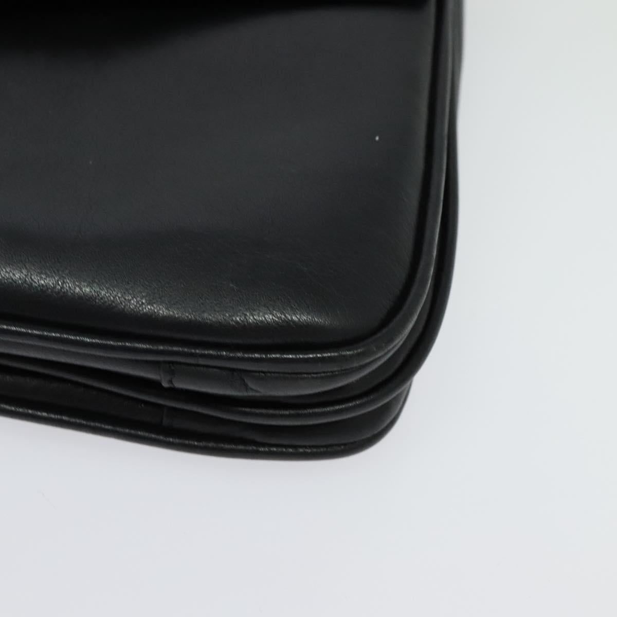 CELINE Shoulder Bag Leather Black Gold Auth 139445