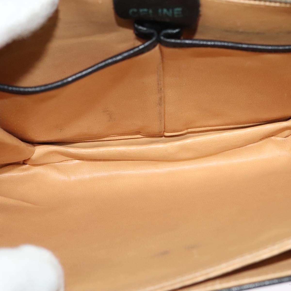 CELINE Shoulder Bag Leather Black Gold Auth 139445