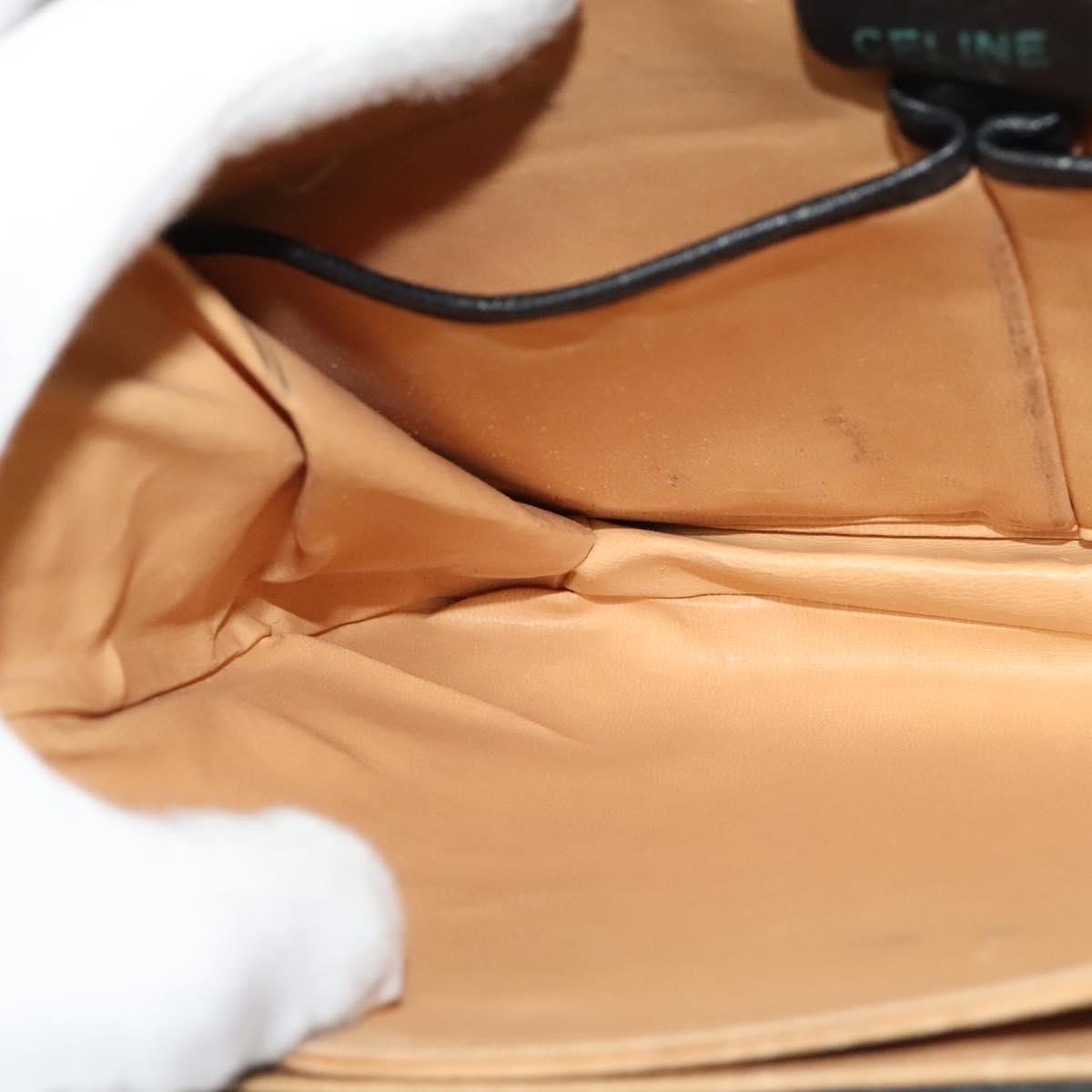 CELINE Shoulder Bag Leather Black Gold Auth 139445